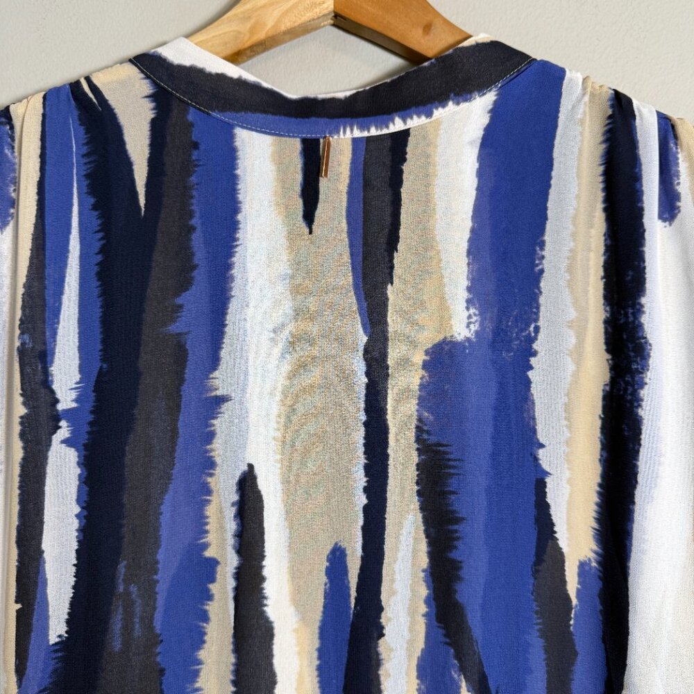 Misa Los Angeles Ulricha Striped Button Up Tiered Maxi Dress Women's Medium Blue - Picture 13 of 16